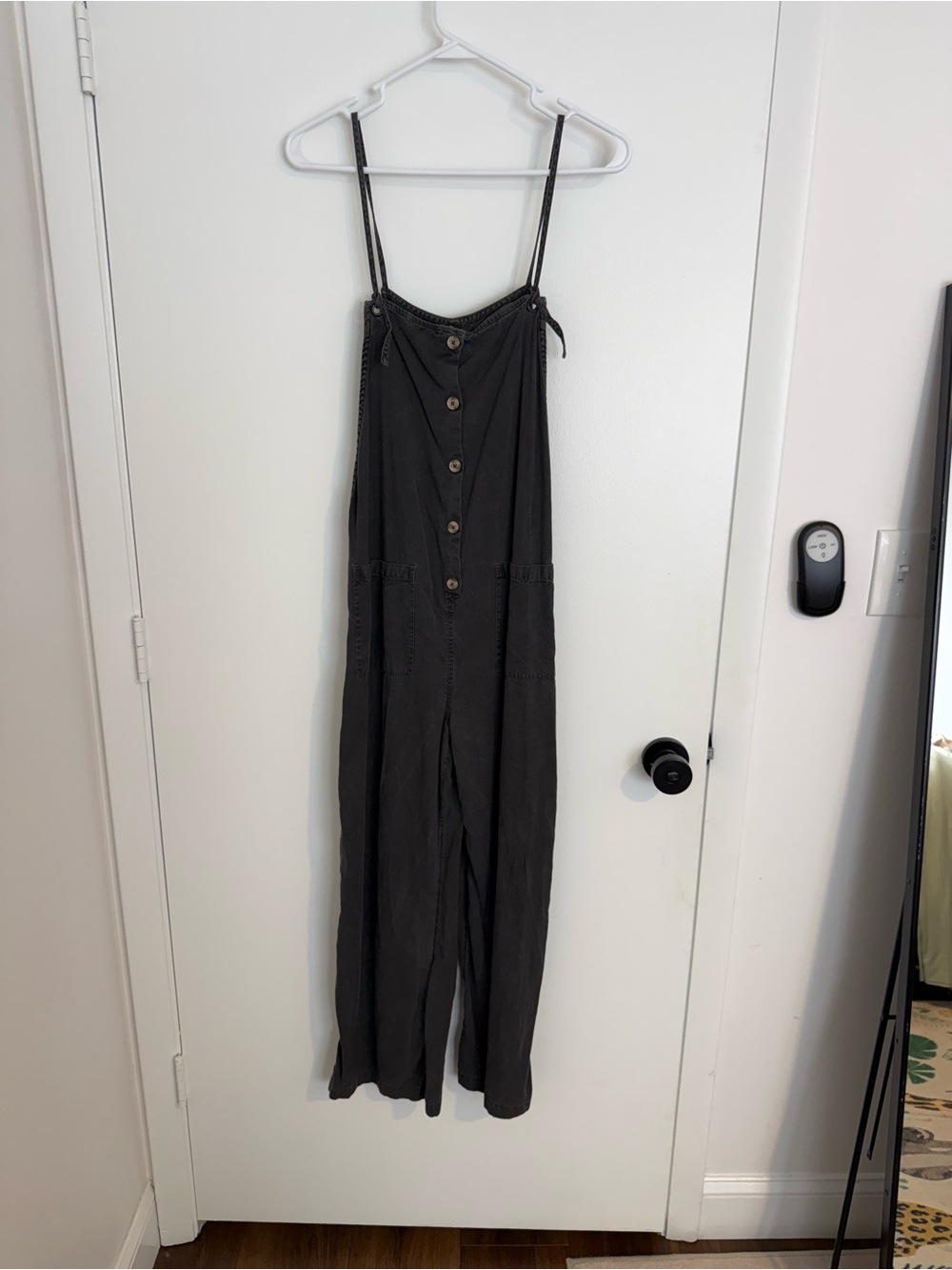 Billabong Beach Cruiser Charcoal Button Front Jumpsuit Overalls M
